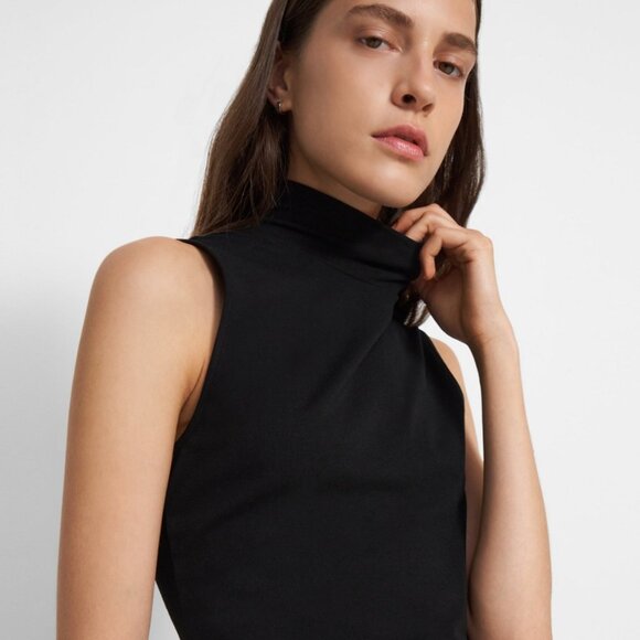 Theory Sleeveless Turtleneck Sweater in Ribbed Viscose - Picture 3 of 4